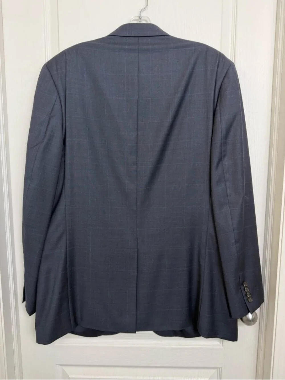 Ralph Lauren Lightweight Wool Blazer Size 46 Long Blue Windowpane Grid